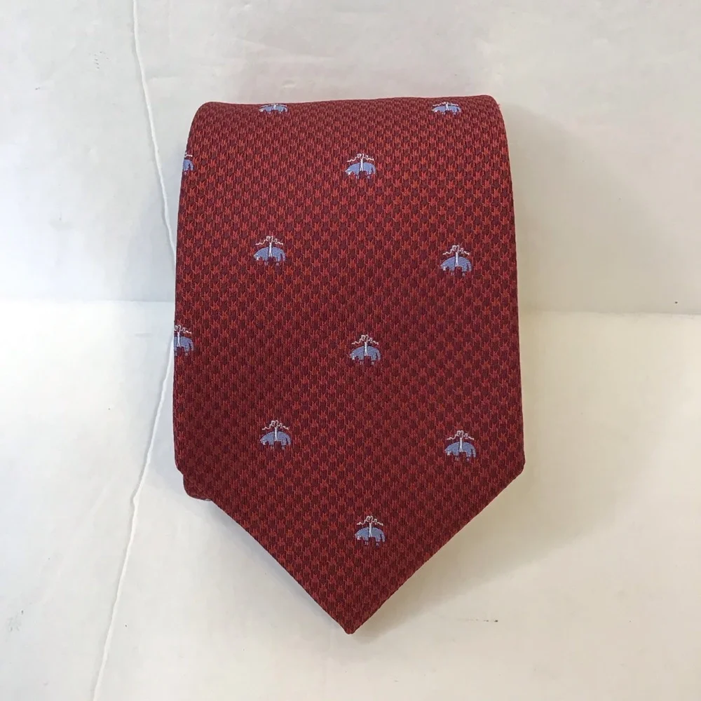 Brooks Brothers Men's Red and Blue Patterned Tie